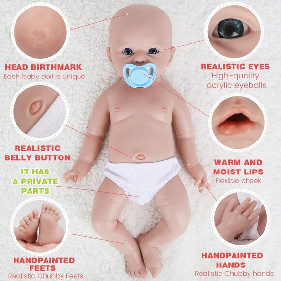 🆕20 inch Full Body Silicone Baby Dolls Boy Open Eyes Baby Stress-Relief Toy - Picture 7 of 8